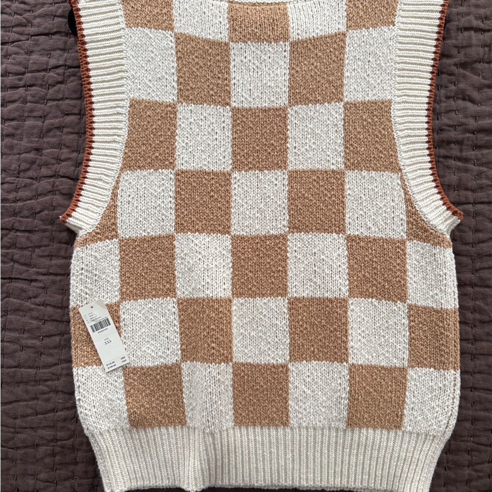 NWT Maeve by Anthropologie Checkered Sweater Vest XXS - Picture 4 of 8